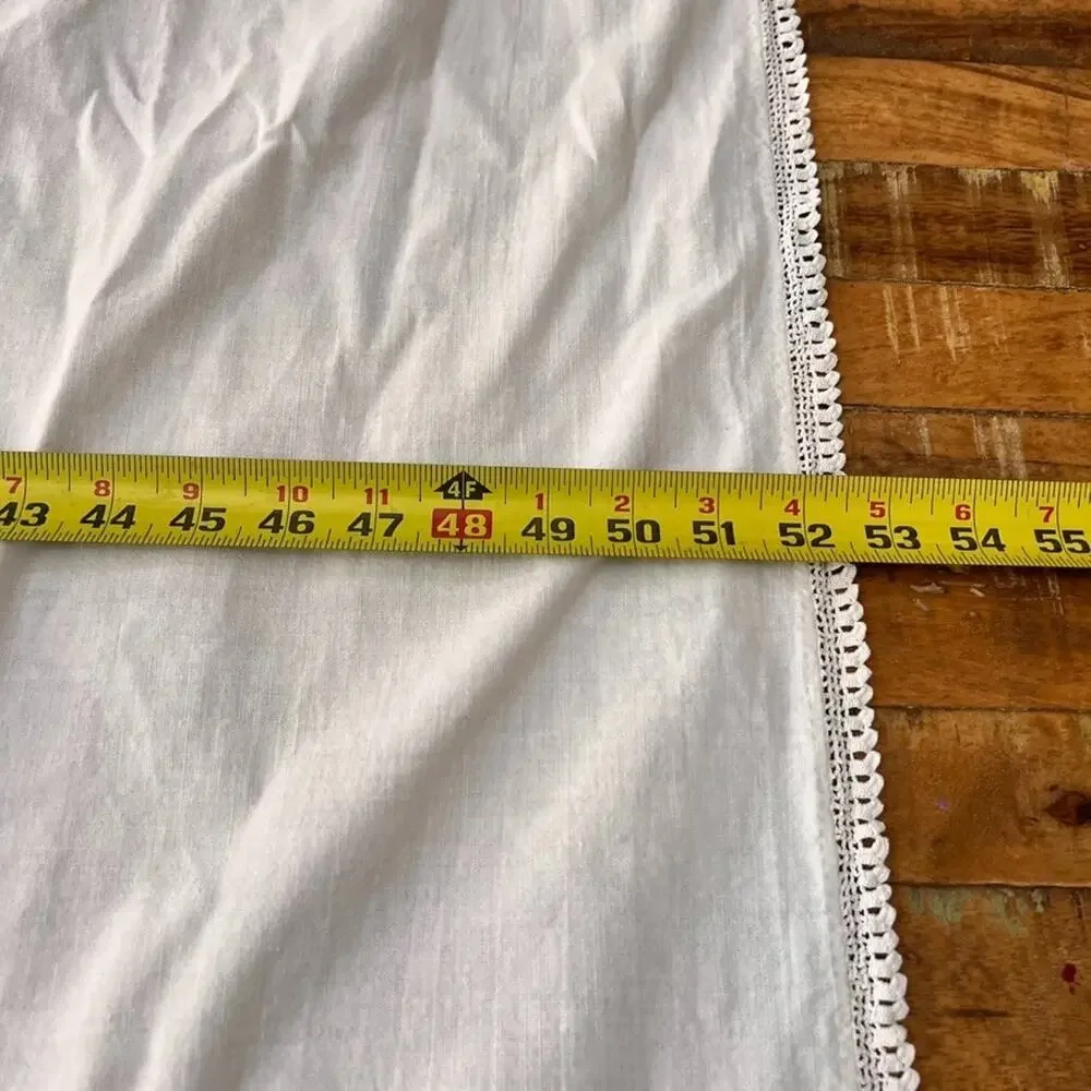 Vintage Cotton White Tablecloth 49 x 52